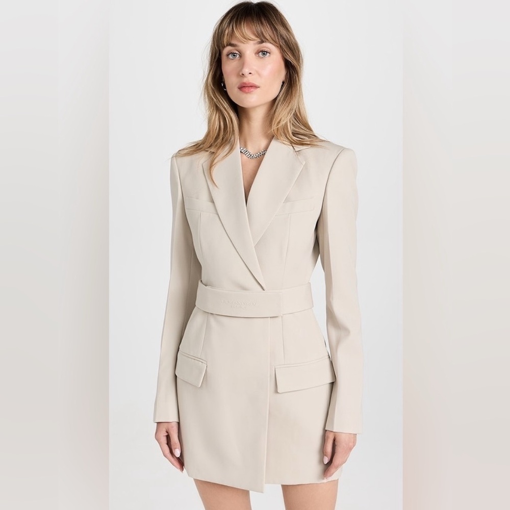 NWOT Alexander Wang Dry Wool Twill Blazer Jacket Dress w/ Logo Belt 4